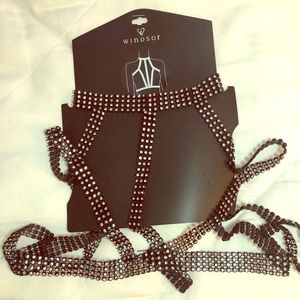 Windsor Black Rhinestone Body Chain